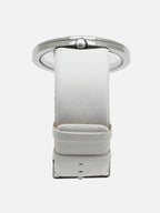 Transparent Analog Round Dial With White Leather Strap Watch & Bracelet