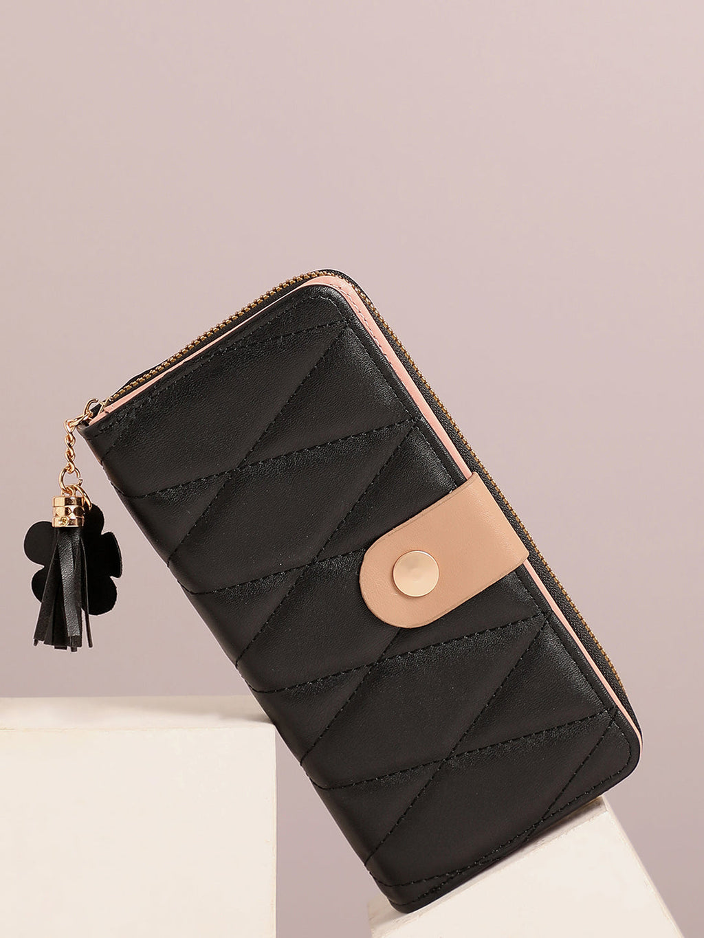 Black Textured Vegan Leather Wallet