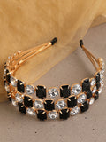 Black Stones Gold Plated Hairband