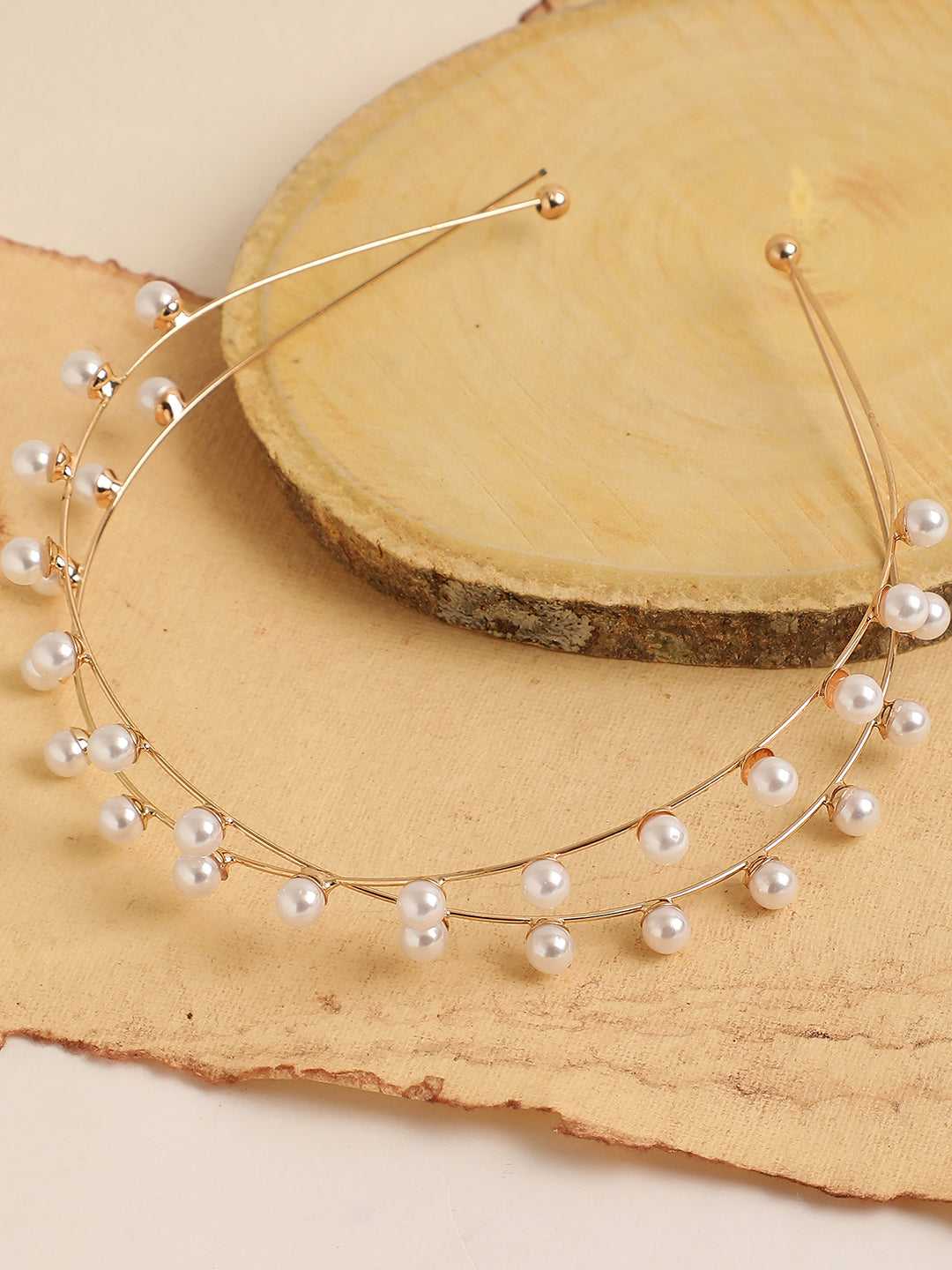 Haute Sauce Gold Plated Pearl Hairband