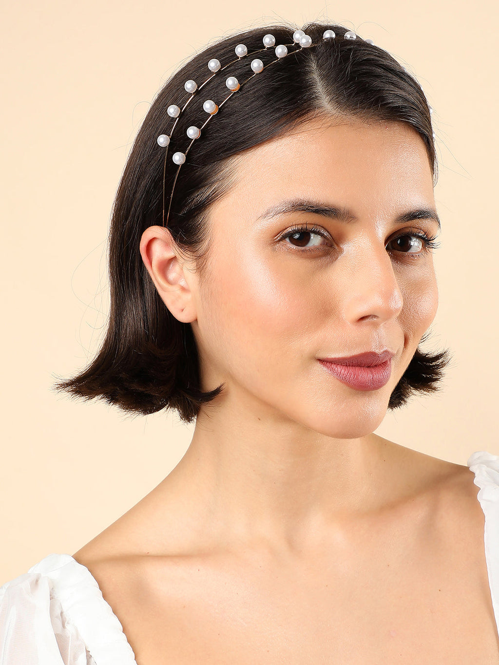 Haute Sauce Gold Plated Pearl Hairband