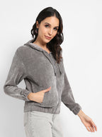 Ribbed Hoodie With Zip-Closure