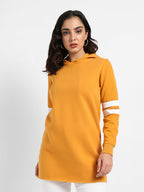 Pullover Hoodie With Contrast Stripe Sleeves