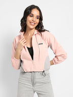 Colourblocked Crop Hoodie With Zip-Closure