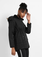 Puffer Jacket With Detachable Fur Hood