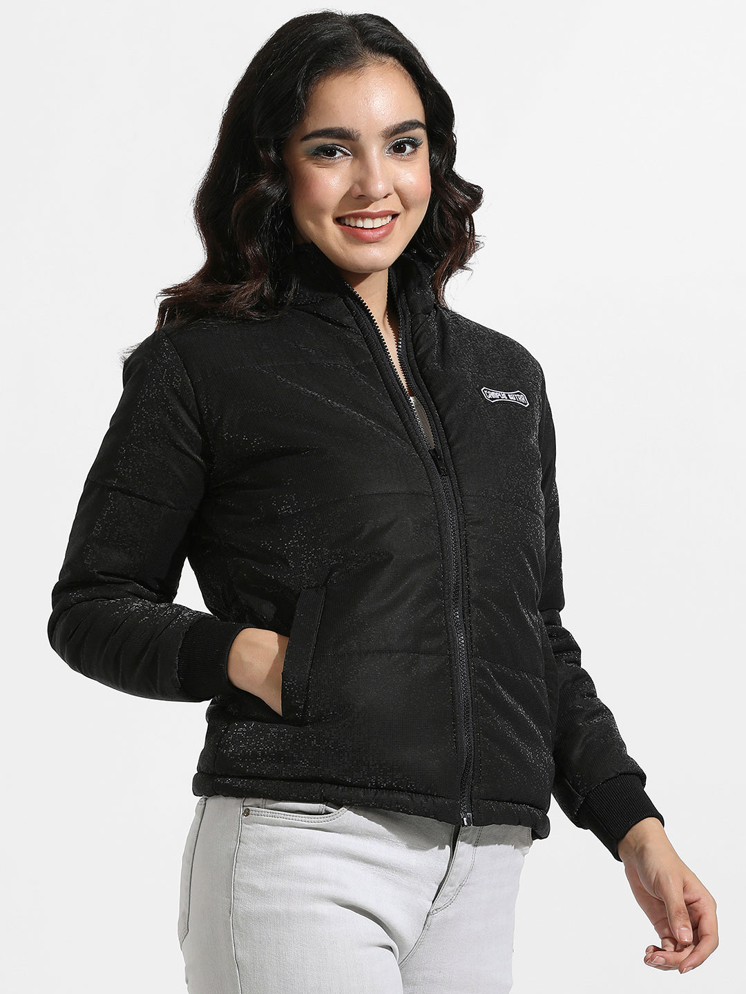 Zip-Front Bomber Jacket With Insert Pockets