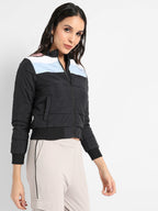 Zip-Front Bomber Jacket With Contrast Panels