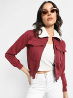 Flap Pocket Jacket With Fur Details