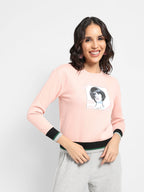 Chic Girl Pullover Sweater With Contrast Panel Hem