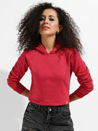 Cropped Hoodie With Contrast Drawstring
