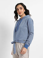 Striped Hoodie With Tie-Up Waist
