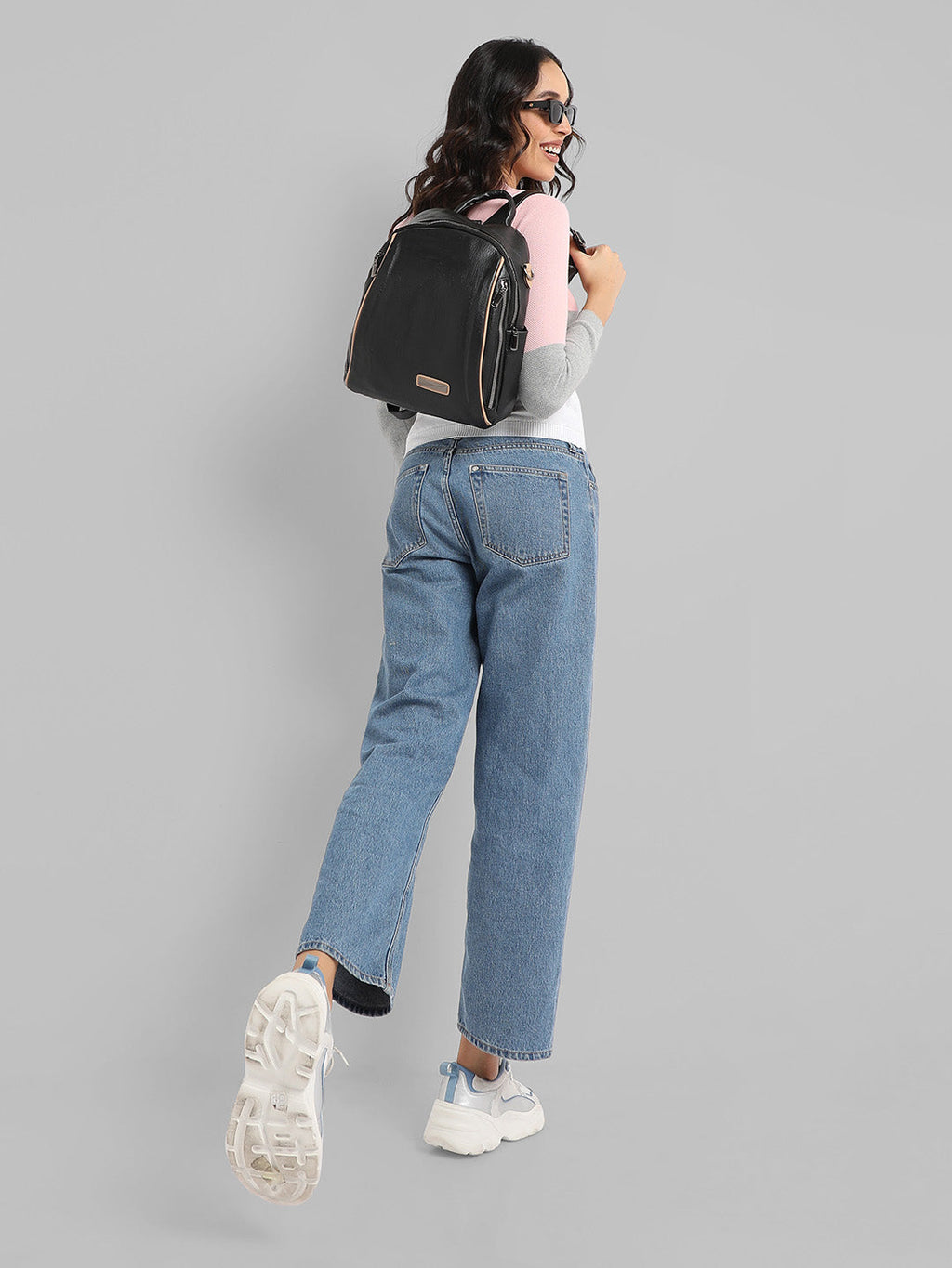 Contrast Piping Backpack - Black