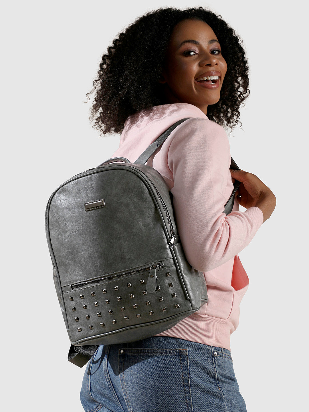 Studded Backpack - Grey