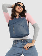 Asymmetrical Broad Backpack - Blue