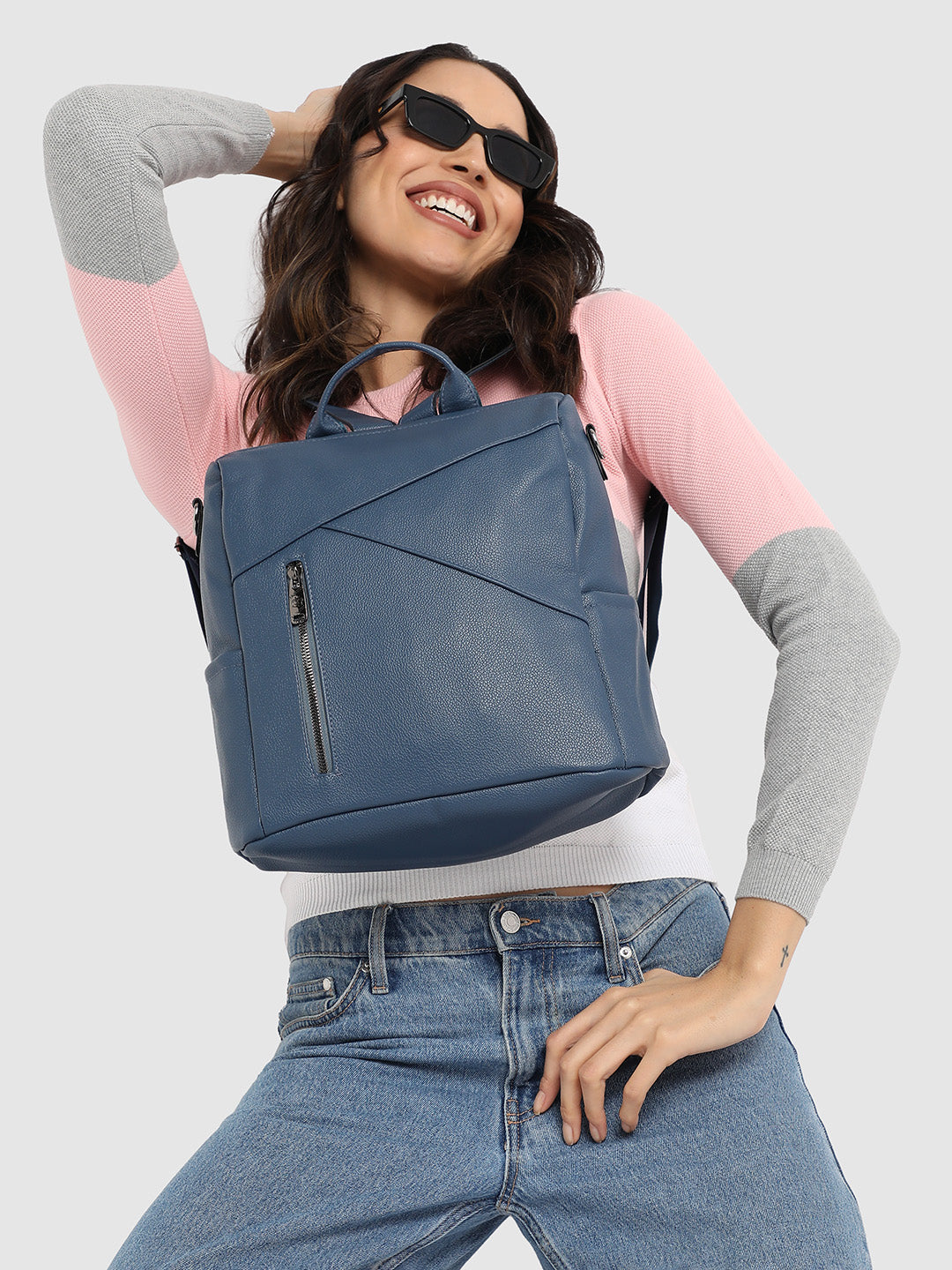 Asymmetrical Broad Backpack - Blue