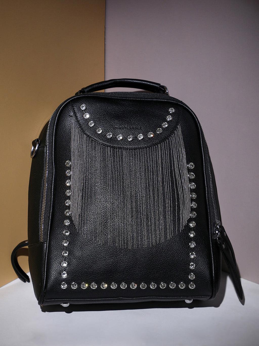 Fringed Mini Backpack - Black