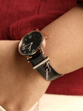 Haute Sauce Round Analog Watch With Enamel Key Watch Charm - Black