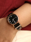 Haute Sauce Round Analog Watch With P Liberty Initial Watch Charm - Black