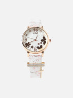 Haute Sauce Round Analog Watch With T Liberty Initial Watch Charm - White