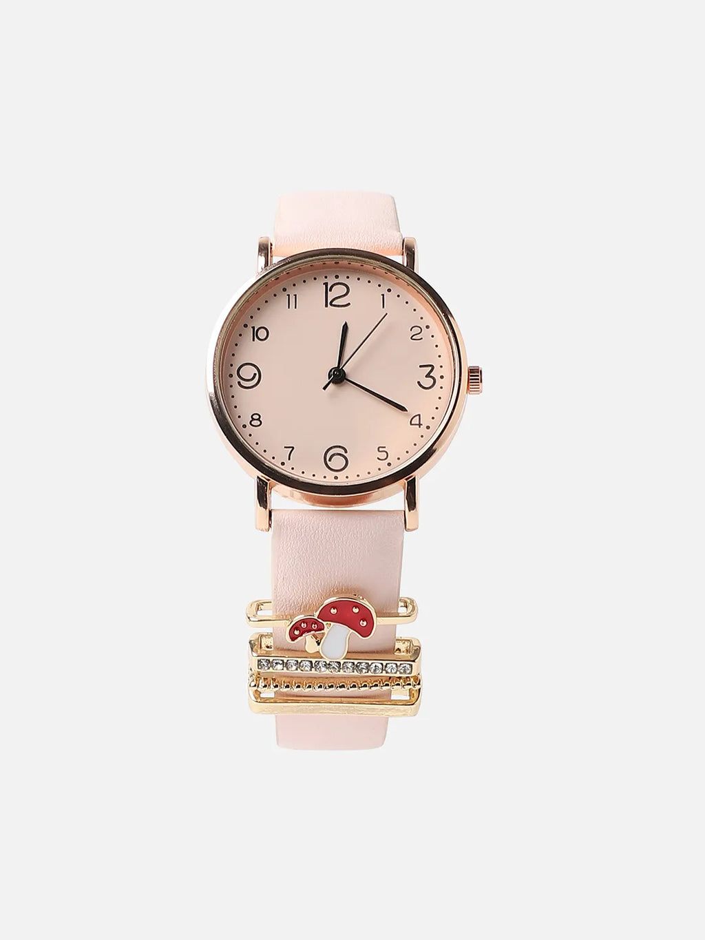 Haute Sauce Round Analog Watch With Mushroom Watch Charm - Dusty Pink