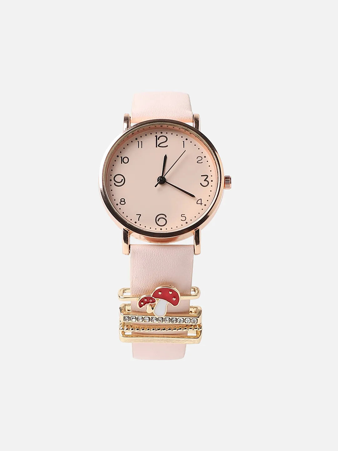 Haute Sauce Round Analog Watch With Mushroom Watch Charm - Dusty Pink