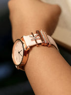 Haute Sauce Round Analog Watch With K Initial Watch Charm - Dusty Pink