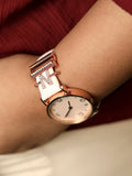 Round Analog Watch With N Initial Watch Charm - Dusty Pink