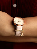 Round Analog Watch With Q Liberty Initial Watch Charm - Dusty Pink