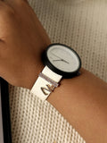 Round Analog Watch With Z Liberty Initial Watch Charm - White