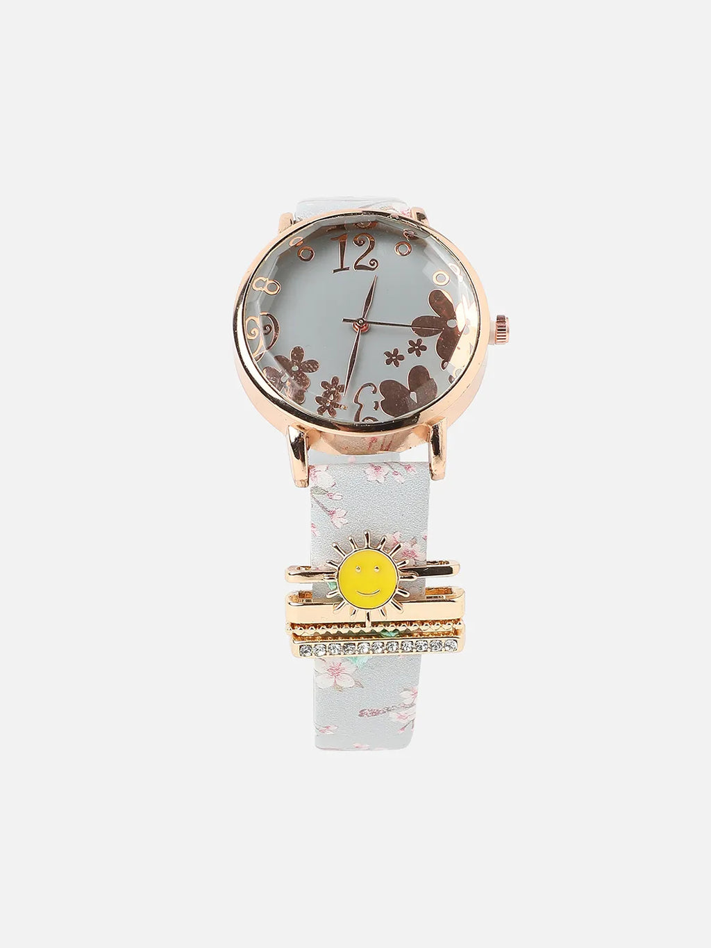 Haute Sauce Round Analog Watch With Sun Watch Charm - Grey