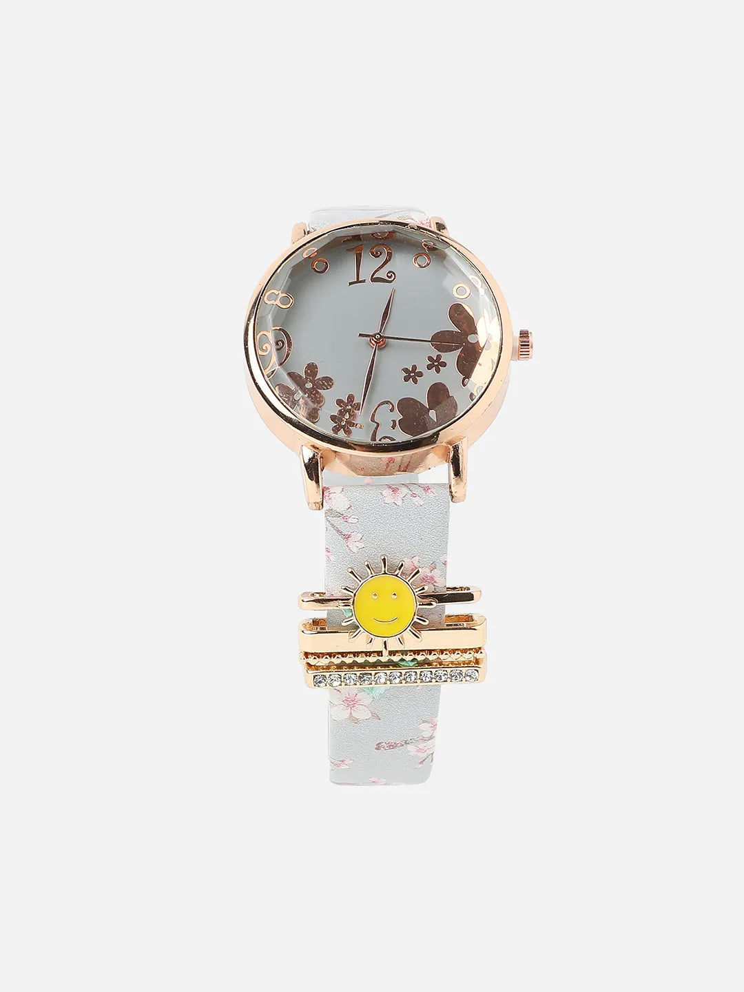 Haute Sauce Round Analog Watch With Sun Watch Charm - Grey