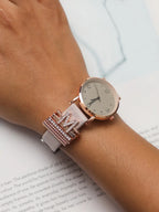 Haute Sauce Round Analog Watch With M Initial Watch Charm - Grey