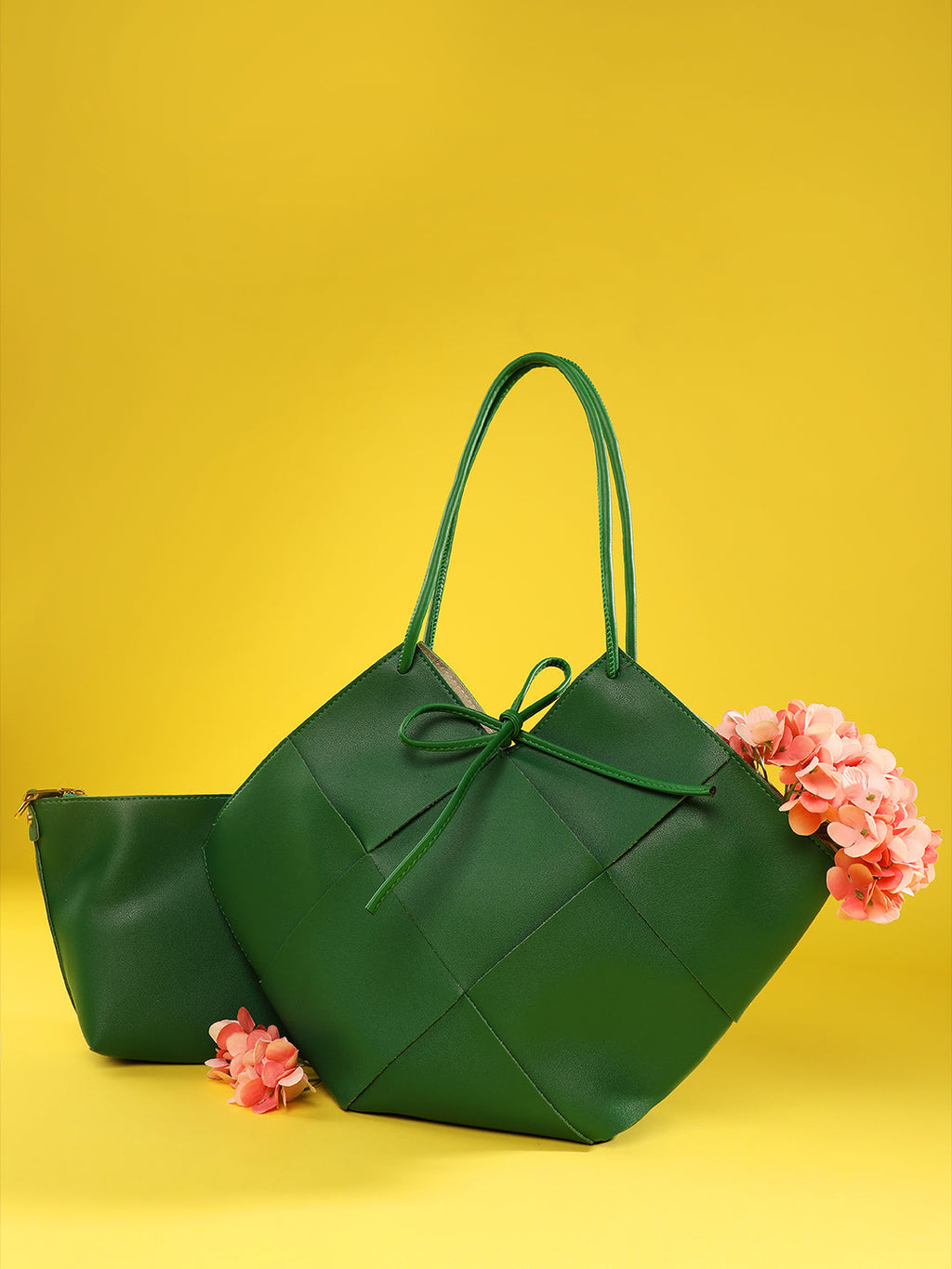 Jade Green Handbag With Pouch
