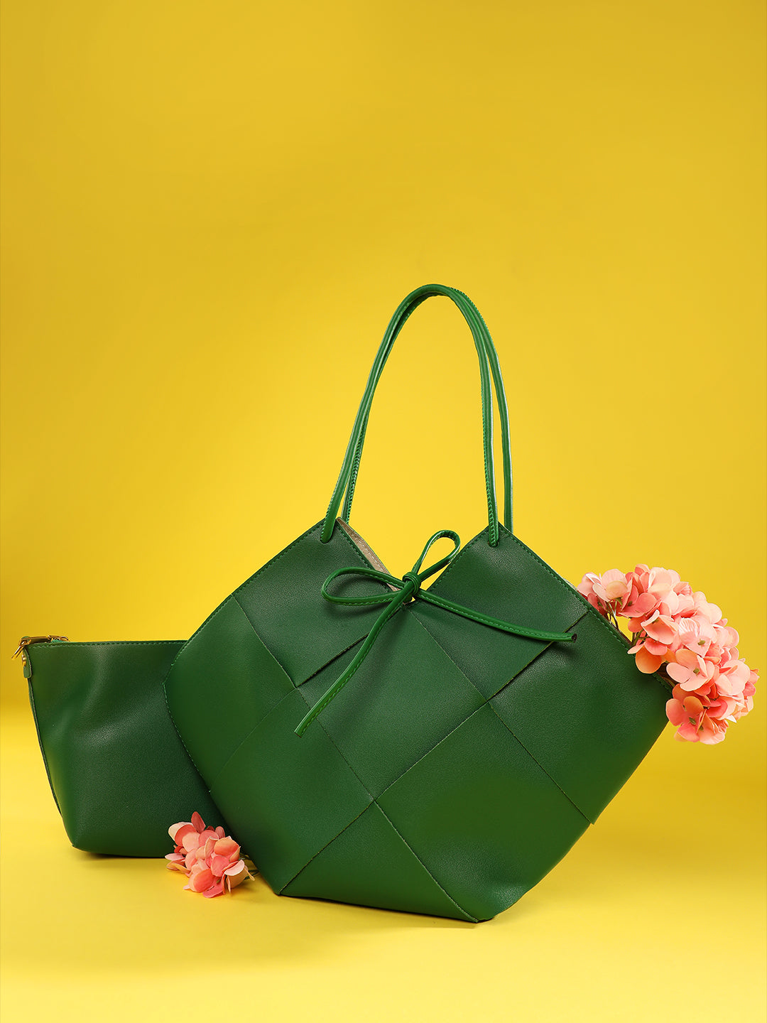 Jade Green Handbag With Pouch