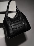 Zip Flap Handbag - Black