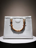 Bamboo Structured Handbag - White