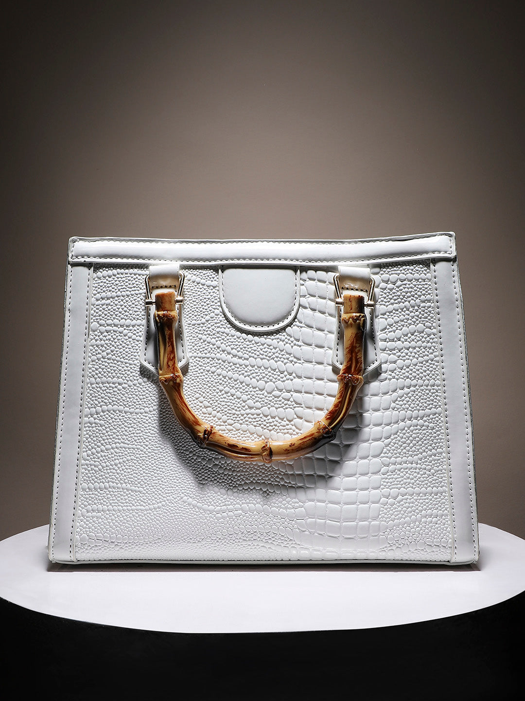 Bamboo Structured Handbag - White