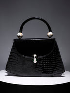 Snakehead Buckle Handbag - Black
