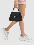Snakehead Buckle Handbag - Black
