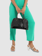 Scale Top Handle Handbag - Black