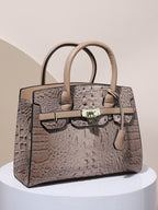 Lock Buckle Handbag - Beige