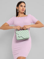 Quilted Flap Handbag - Mint Green