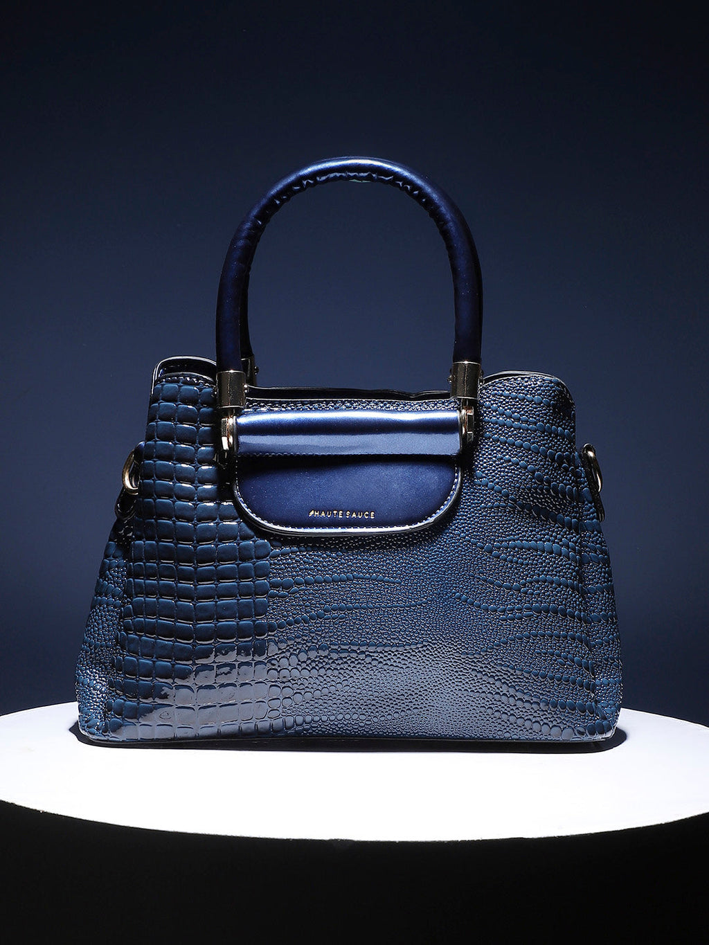 Haute Sauce Structured Scale Handbag - Midnight Blue