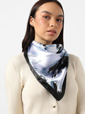 Printed White & Blue Head Scarf