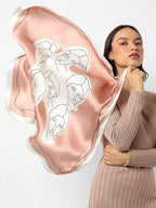 Printed Satin Light Brown Head Scarf