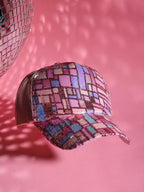 Sequin Block Baseball Cap - Baby Pink