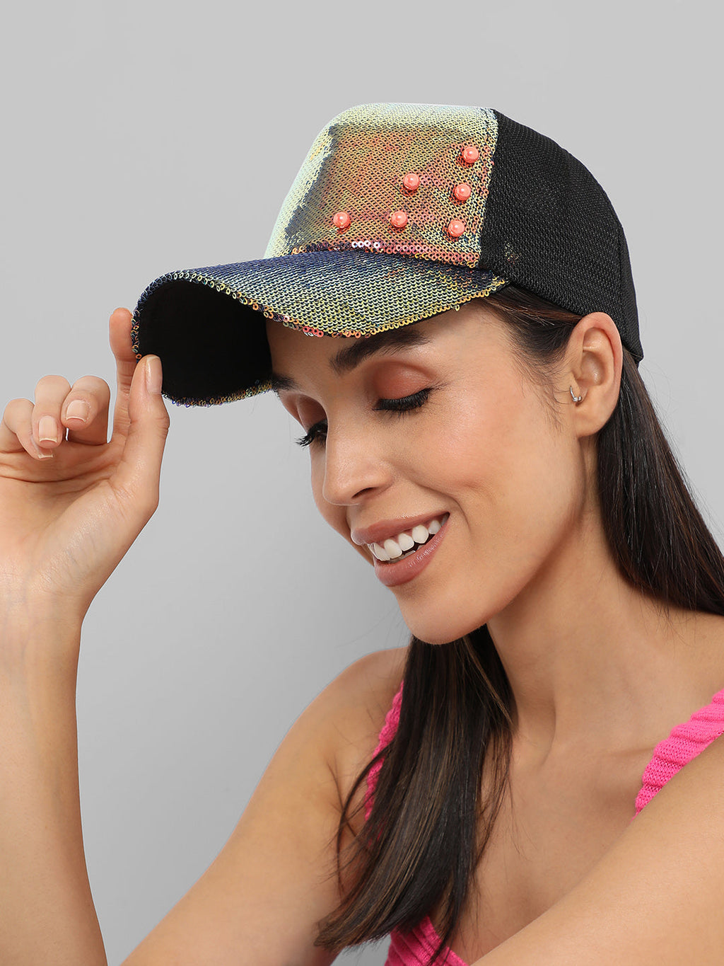 Embellished Baseball Cap - Gold & Black
