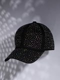 All Over Embellished Baseball Cap - Black