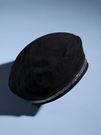 Haute Sauce Rhinestone Lined Beret Hat - Black