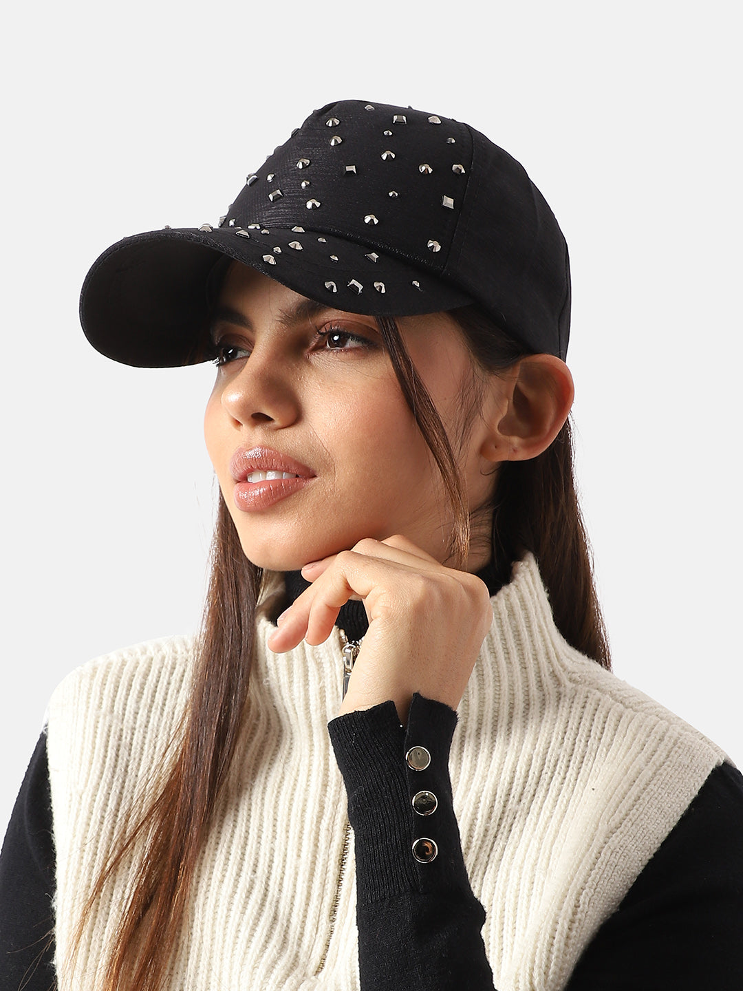 Haute Sauce Maxi Studded Baseball Cap - Black